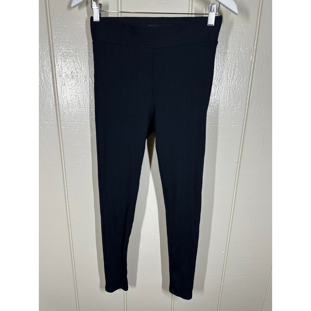 LOFT Leggings Womens S Black Ribbed Knit Pull On Slim Fit Casual Pants